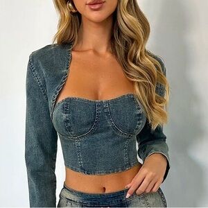 Fashion Nova she’s ready denim 2 piece denim top